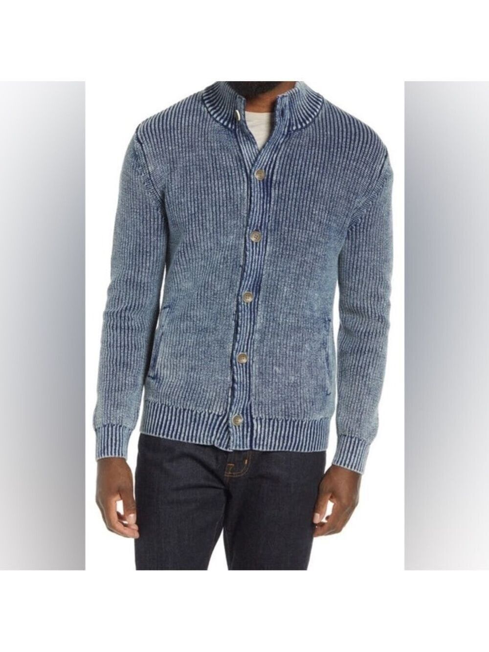 PETER MILLAR Seaside 100% Cotton Cardigan Washed Indigo
Size XL